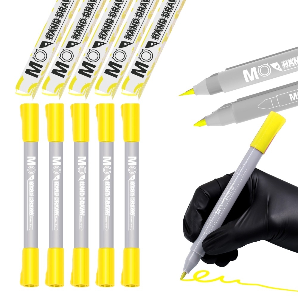 Маркер-ручка MO FJ-160-4 важкостираючий 0.5 мм + 1.0 мм жовтий, фото 1