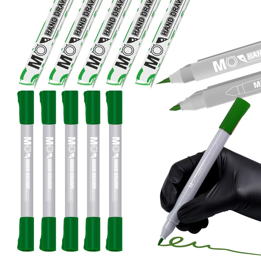 Маркер-ручка MO FJ-160-5 важкостираючий 0.5 мм + 1.0 мм зелений, фото 1