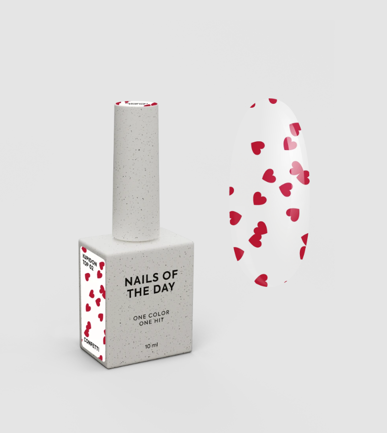 Top Nails Of The Day Kupidon top №02 бордові серця 10 мл, фото 1