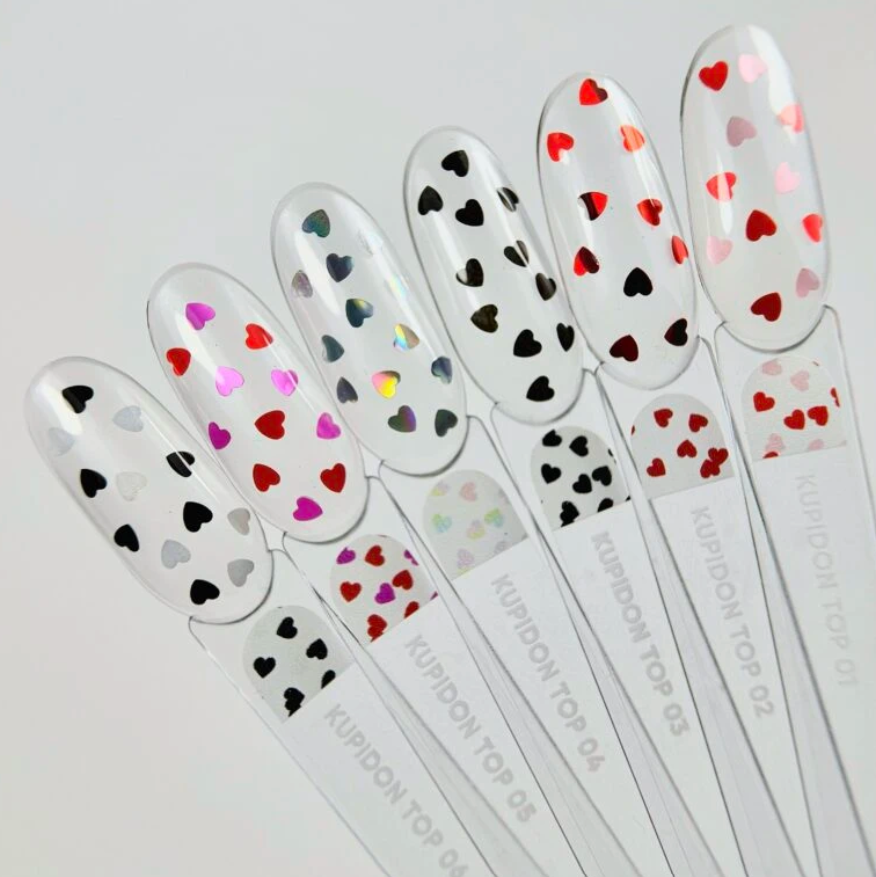 Top Nails Of The Day Kupidon top №02 бордові серця 10 мл, фото 3