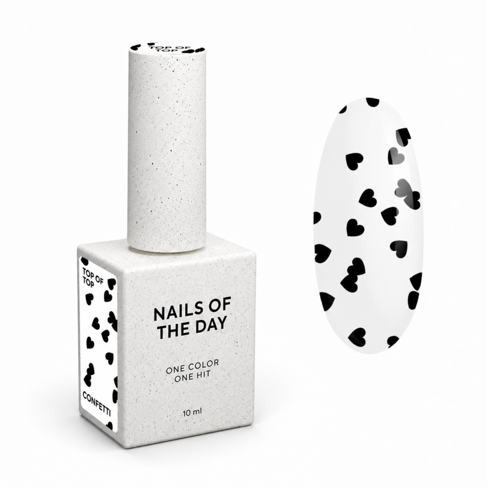 Top Nails Of The Day Kupidon top №03 черные сердца 10 мл, фото 1