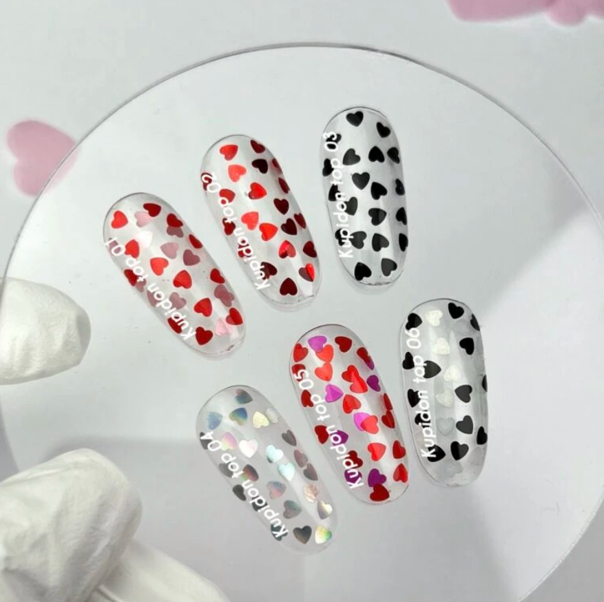 Top Nails Of The Day Kupidon top №03 микс белые и черные сердца 10 мл, фото 3