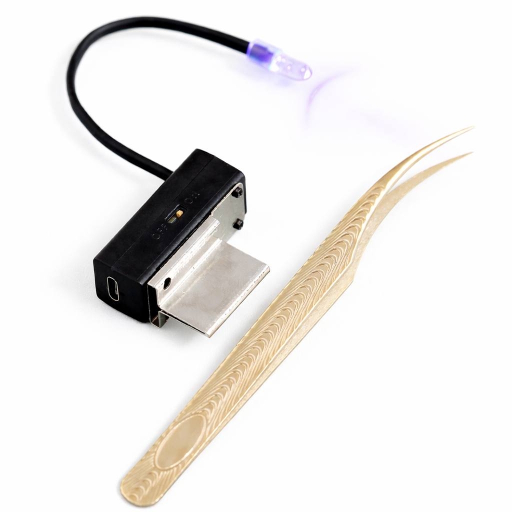 Лампа UV ручна для нарощування вій 0.5 W з пінцетом чорна, фото 2