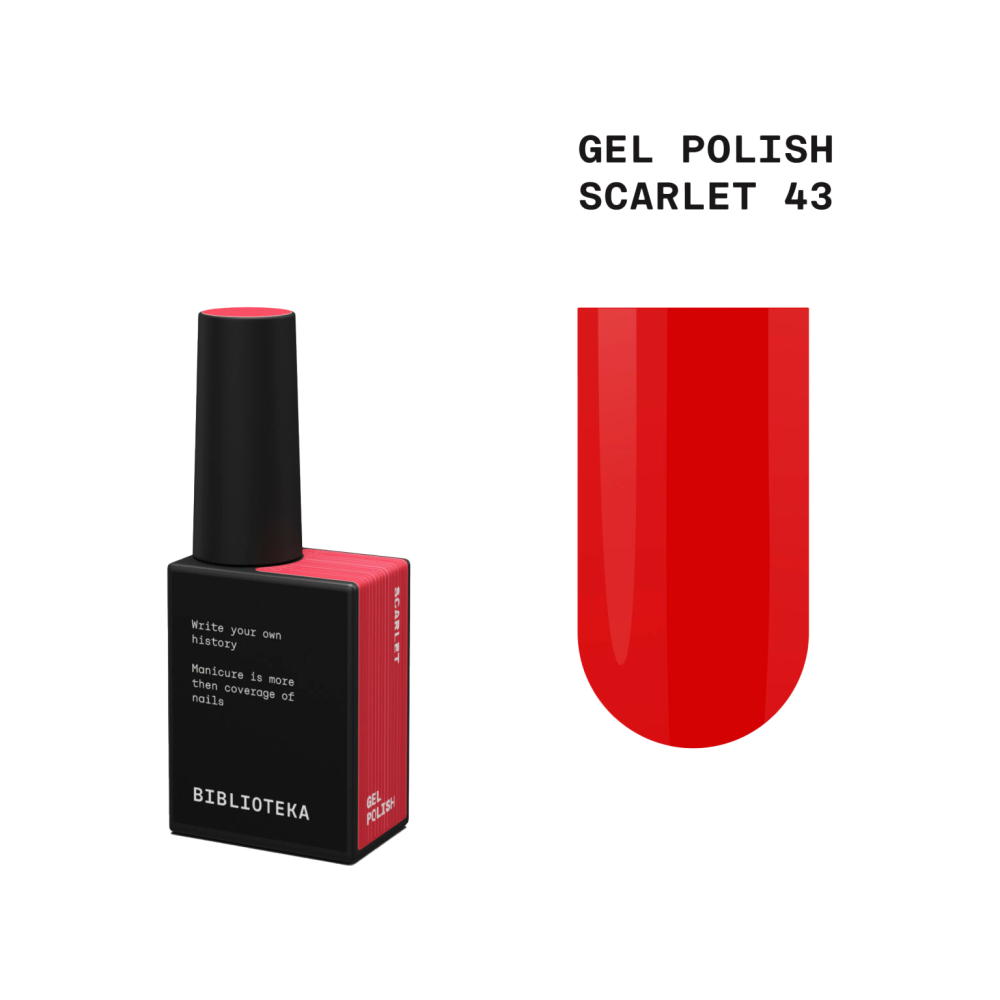 Гель-лак Biblioteka Red Spectrum №43 Scarlet  Теплий насичений червоний 10 мл, фото 1