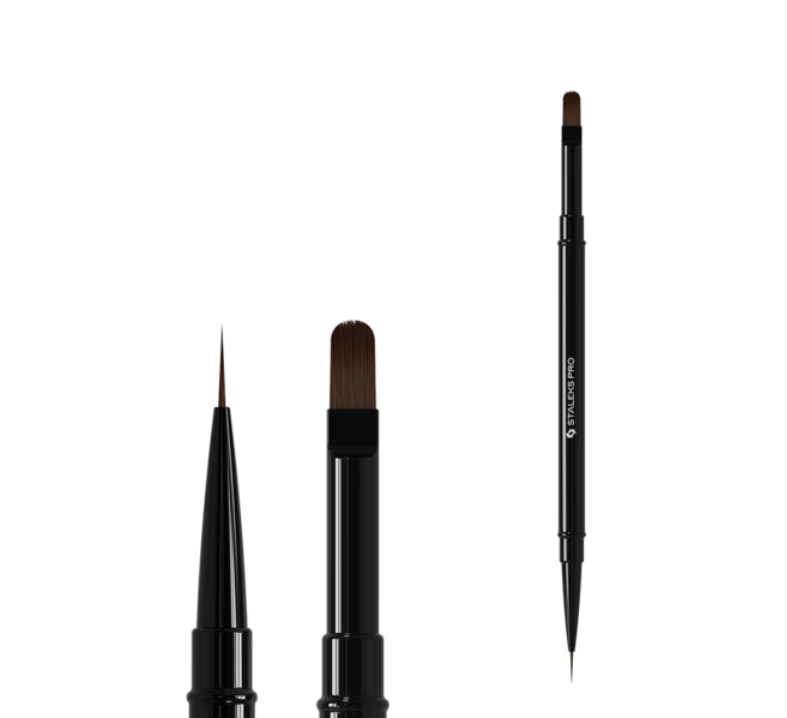 Пензлик двосторонній Staleks Expert лайнер для гелю 10 мм х 11 мм, фото 2