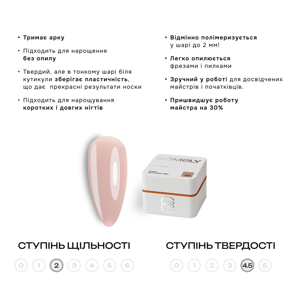 Гель моделирующий Gemely Fast Builder Gel №003 30 мл, фото 2