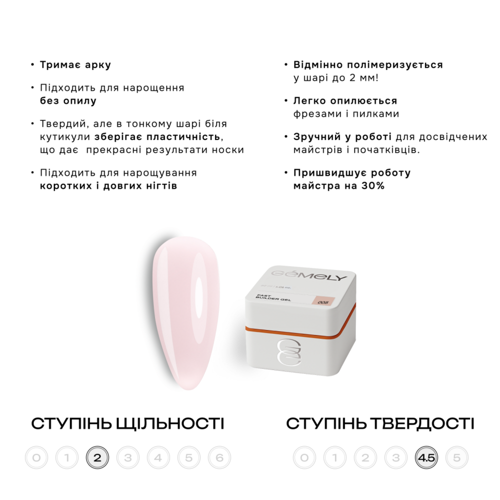 Гель моделюючий Gemely Fast Builder Gel №005 30 мл, фото 2