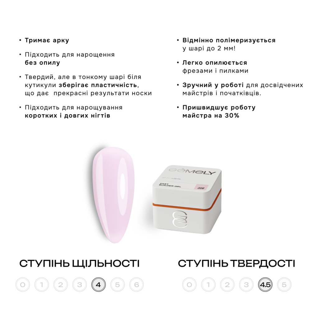 Гель моделюючий Gemely Fast Builder Gel №008 30 мл, фото 2