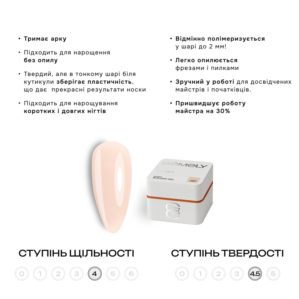 Гель моделюючий Gemely Fast Builder Gel №010 30 мл, фото 3