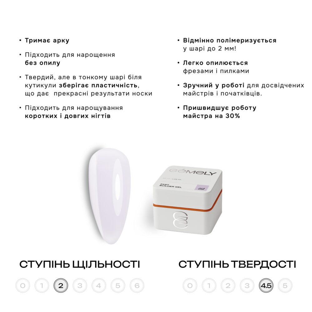 Гель моделюючий Gemely Fast Builder Gel №012 30 мл, фото 2