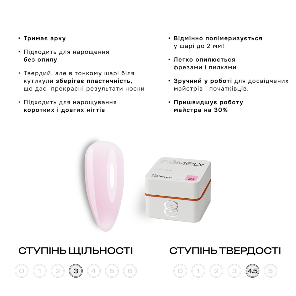 Гель моделюючий Gemely Fast Builder Gel №015 30 мл, фото 2