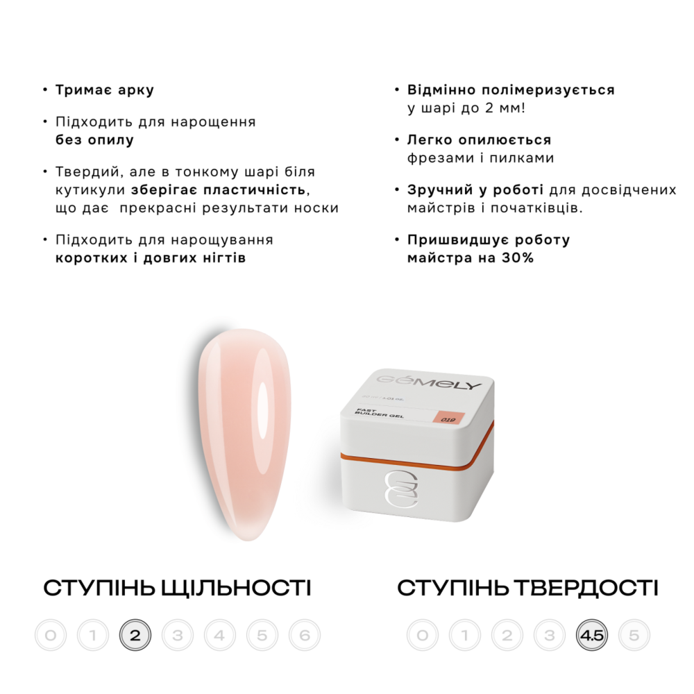 Гель моделюючий Gemely Fast Builder Gel №019 30 мл, фото 2