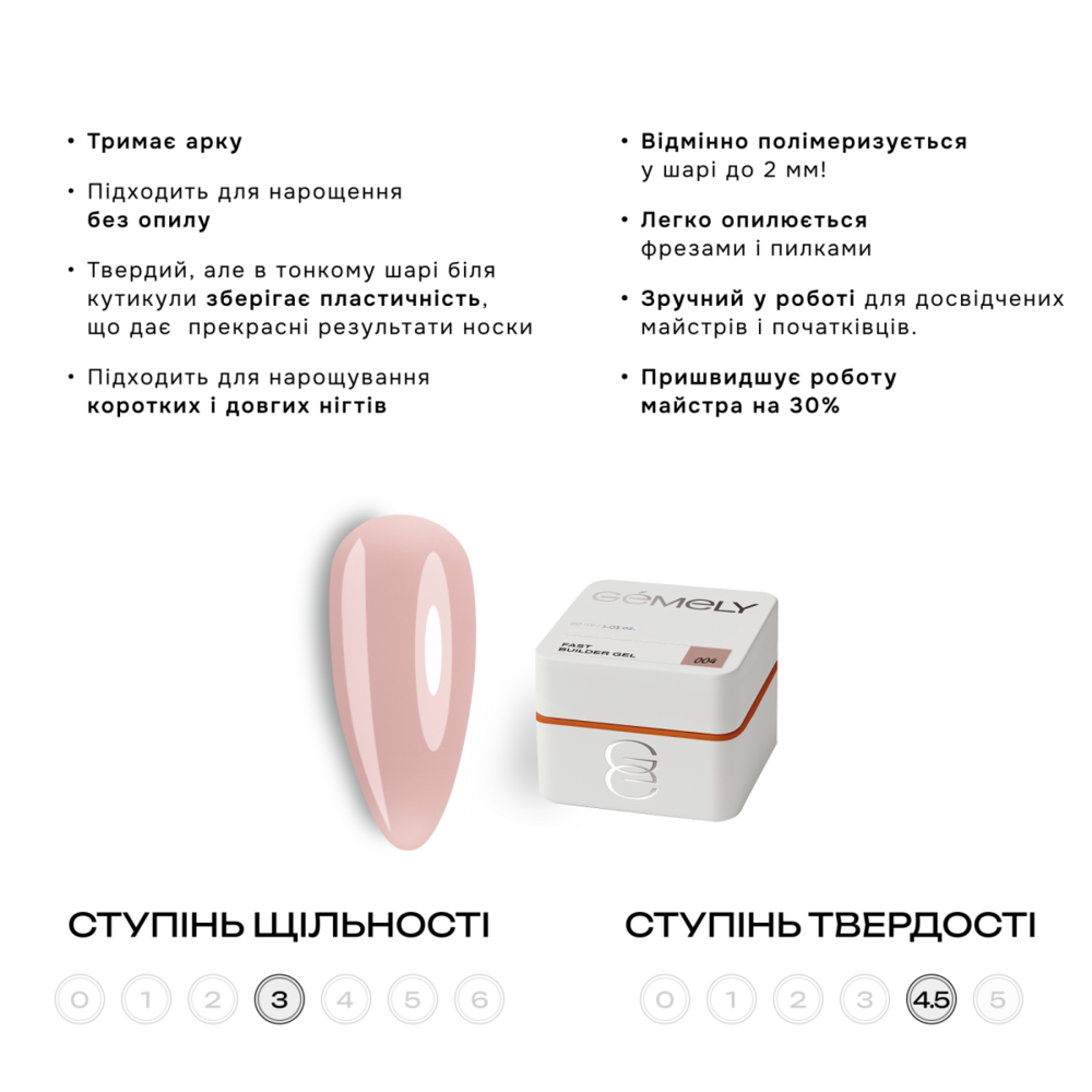 Гель моделюючий Gemely Fast Builder gel №004 15 мл, фото 2