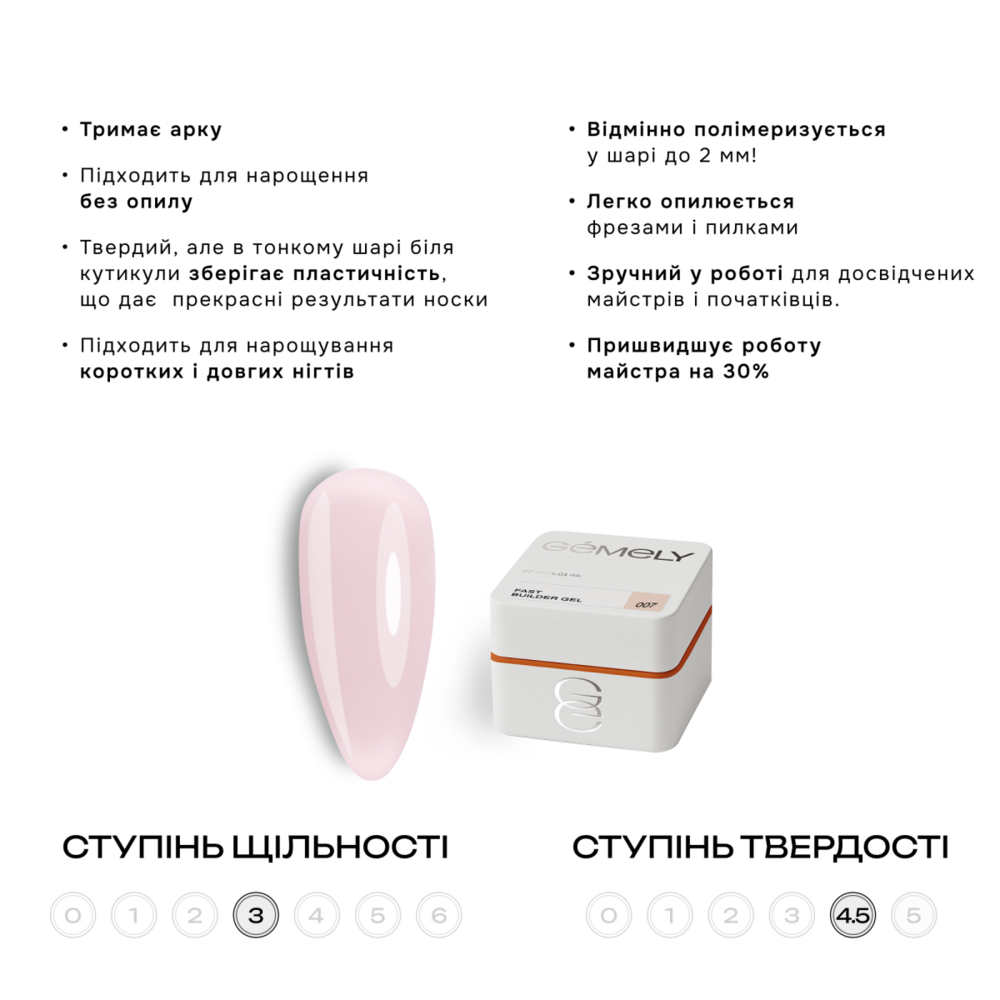 Гель моделирующий Gemely Fast Builder gel №007 15 мл, фото 2
