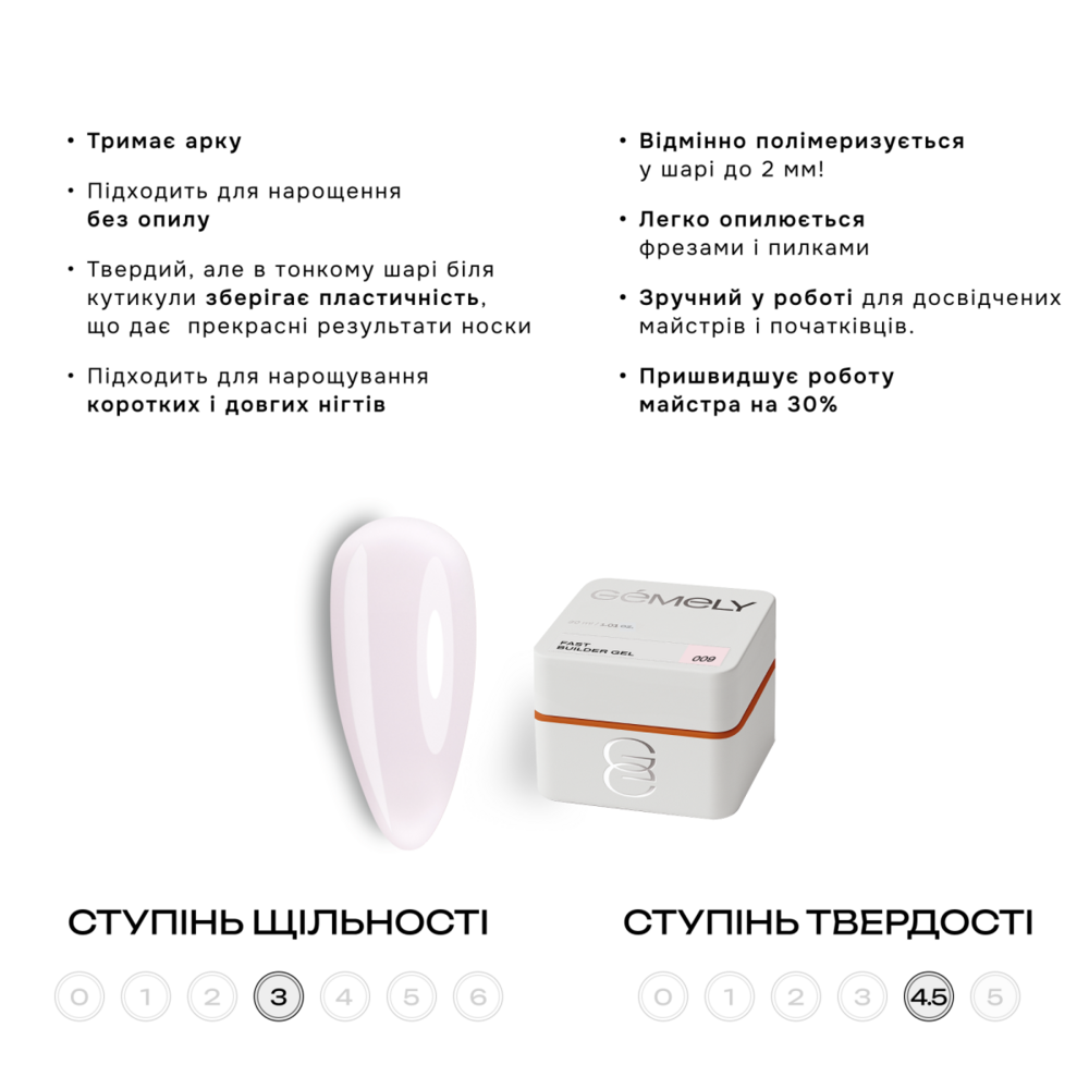 Гель моделюючий Gemely Fast Builder gel №009 15 мл, фото 2