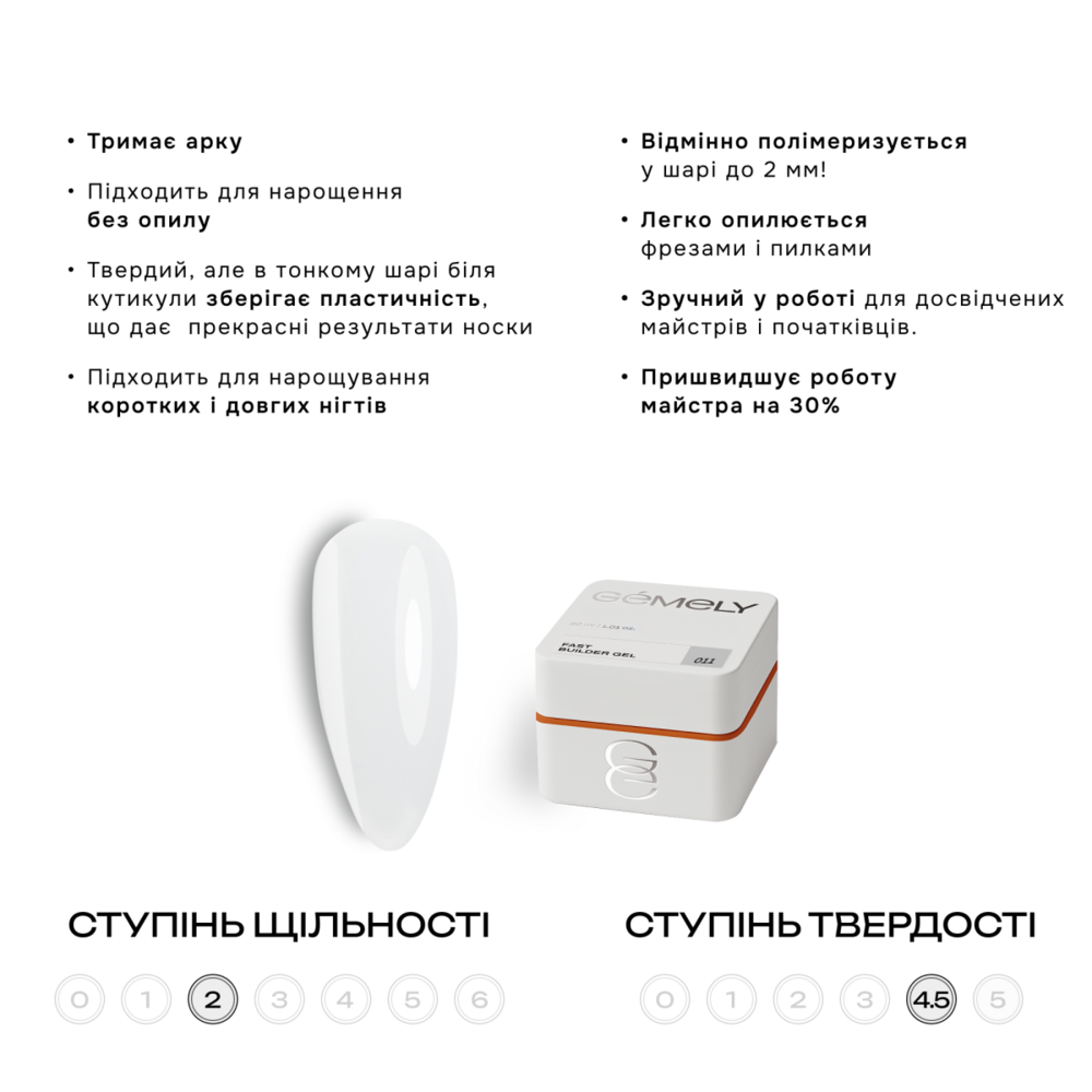 Гель моделюючий Gemely Fast Builder gel №011 15 мл, фото 2
