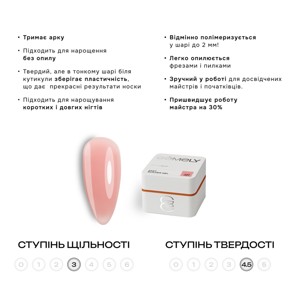 Гель моделюючий Gemely Fast Builder gel №020 15 мл, фото 2