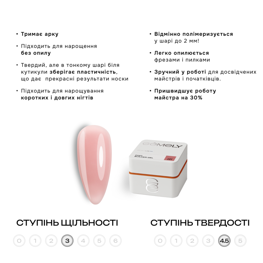 Гель моделюючий Gemely Fast Builder gel №021 15 мл, фото 2