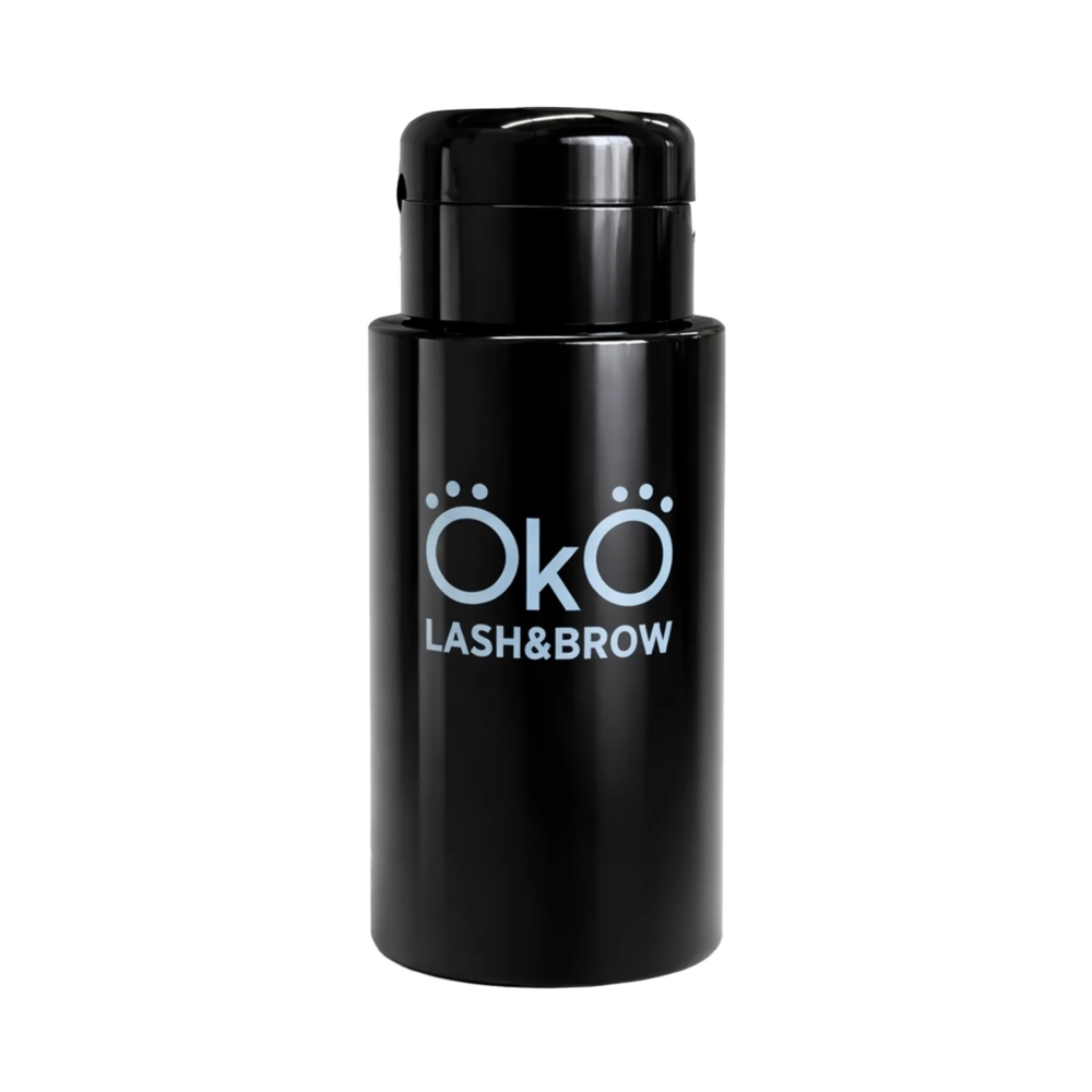 Баночка для жидкости с насосом OKO Lash&Brow 200 мл черная, фото 1