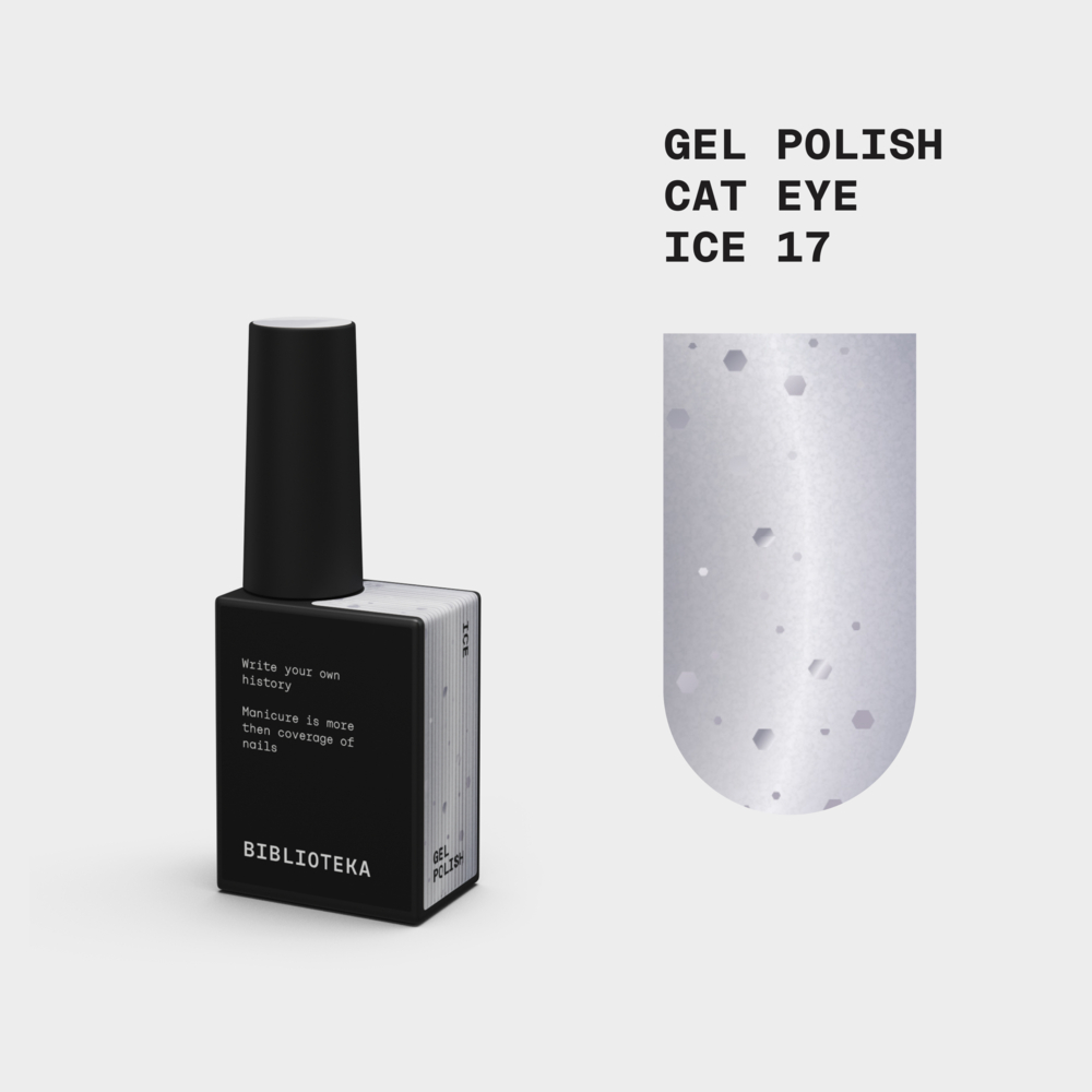 Гель-лак Biblioteka Cat Eye Set Drops № 17 Ice  Холодний білий 10 мл, фото 1