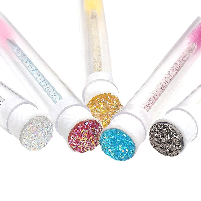 Щеточка для ресниц нейлоновая глиттерная в колбе Premium, микс цветов, фото 3