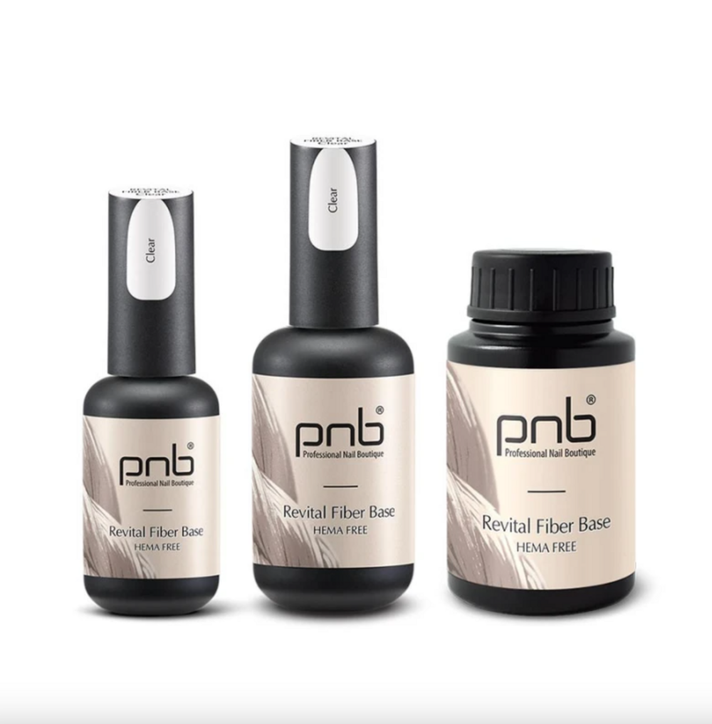 База відновлююча з нейлоновими волокнами PNB UV/LED Revital Fiber Base Clear Hema Free 30 мл прозора, фото 2