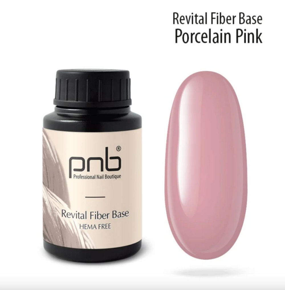 База відновлююча з нейлоновими волокнами PNB Revital Fiber Base Porcelain Pink  Hema Free 30 мл, фото 1