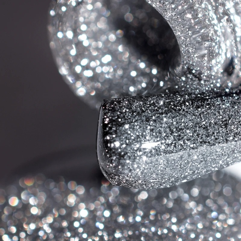Гель-лак світловідбивний PNB ReflectiveShock Effect №01 Silver 8 мл, фото 3