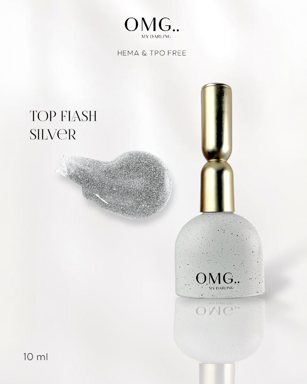 Топ без липкого слоя OMG..My Darling Flash Silver 10 мл, фото 1
