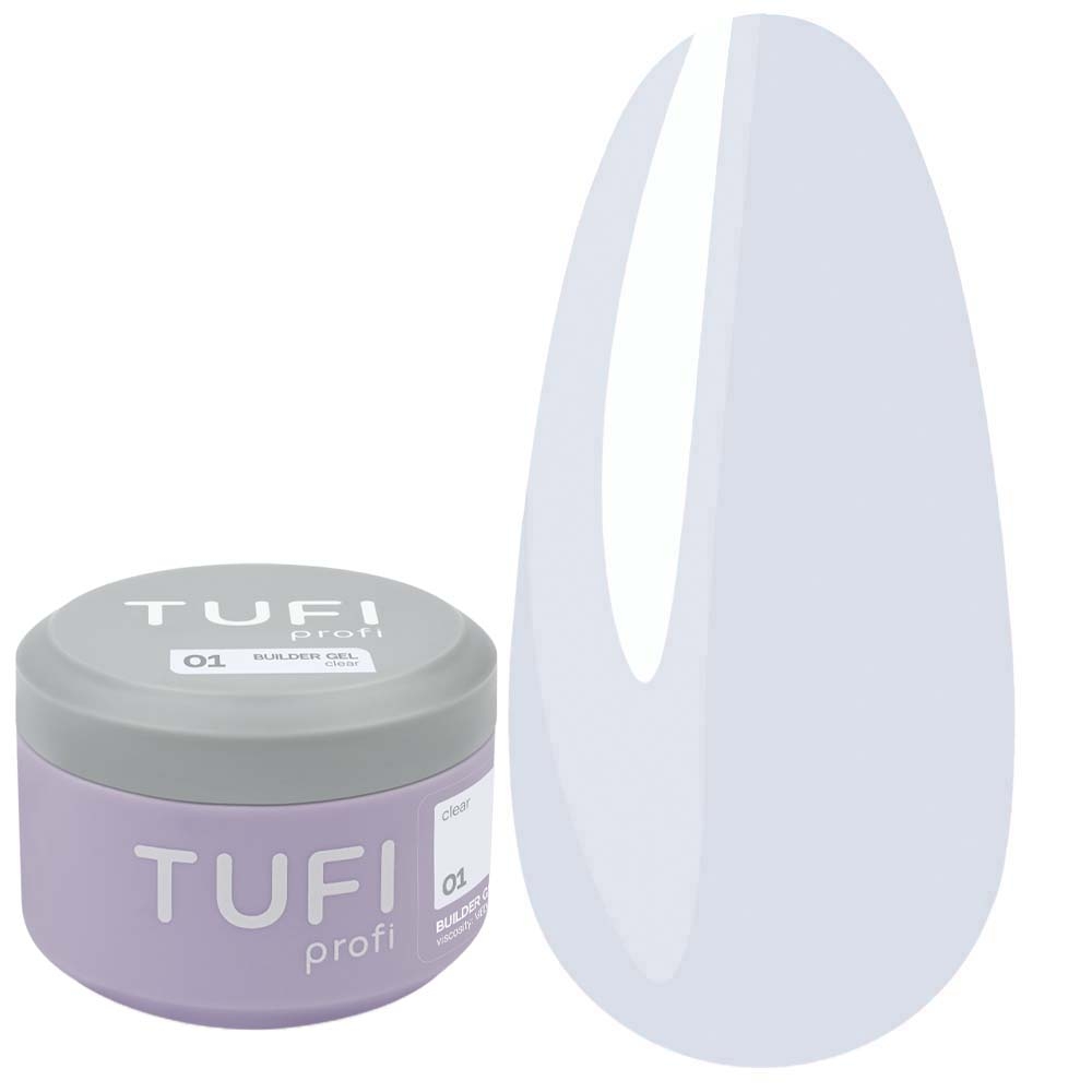 Гель для нарощування TUFI profi Builder Gel №01 Clear 30 мл прозорий, фото 1