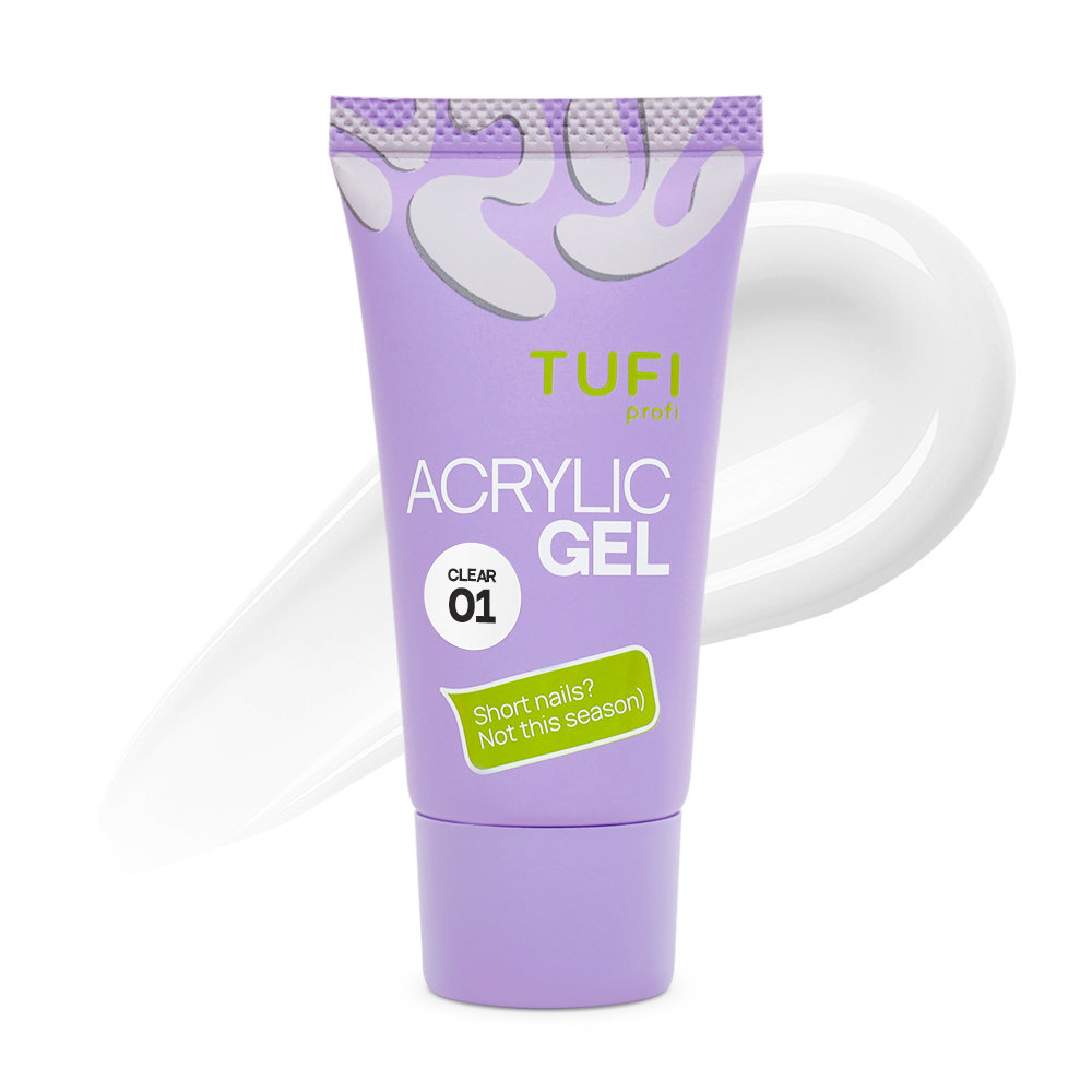 Акригель для наращивания ногтей TUFI profi №01 Clear 30 г прозрачный, фото 1
