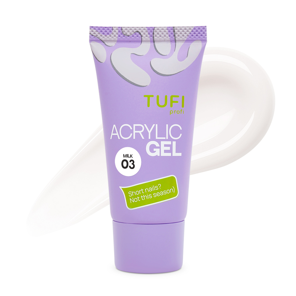 Акригель для нарощування нігтів TUFI profi №03 Milk 30 г, фото 1