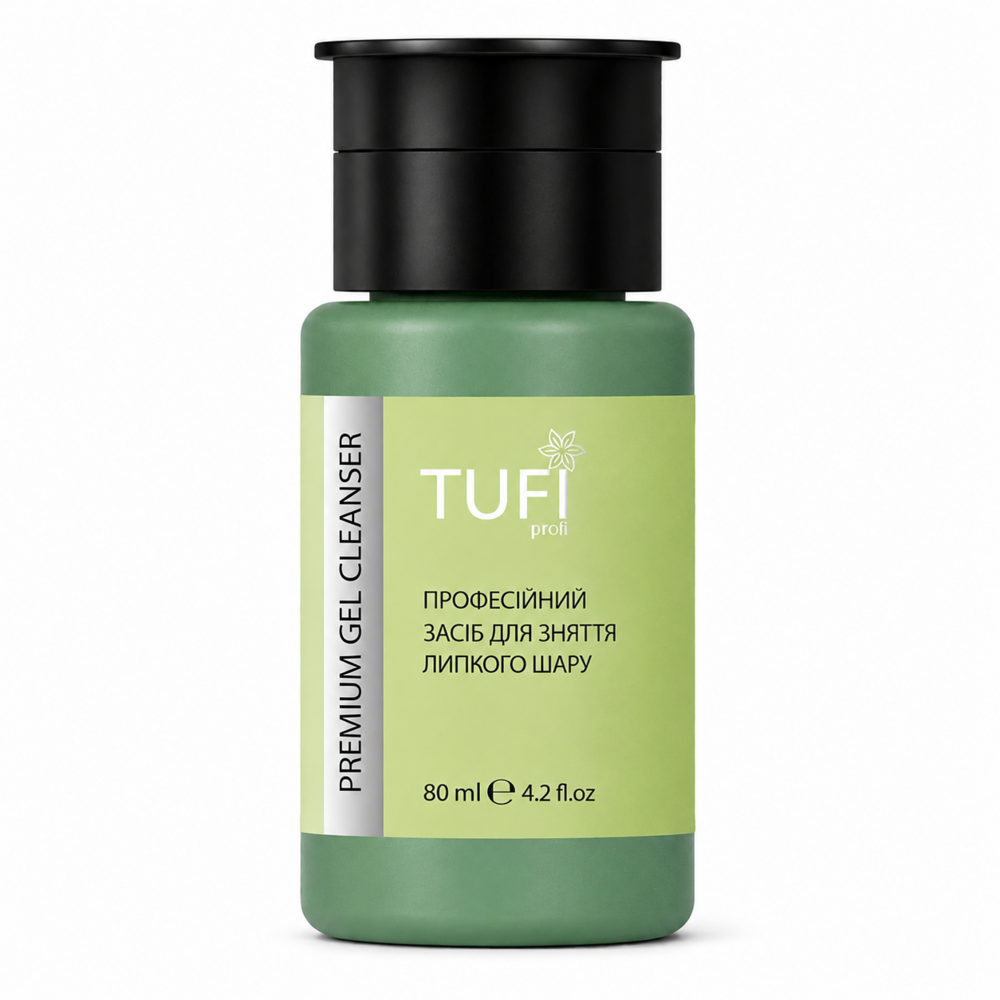 Рідина для видалення липкого шару TUFI profi Gel Cleanser з помпою 80 мл, фото 1