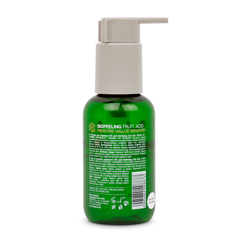 Ремувер для педикюра TUFI profi BioPeeling Fruit Acid для размягчения огрубевшей кожи стоп кислотный 100 мл, фото 2