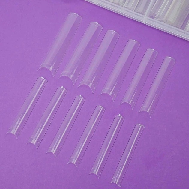 Геловые типсы TUFI profi Half Cover Soft Gel Tips Квадрат прозрачные 240 шт, фото 4