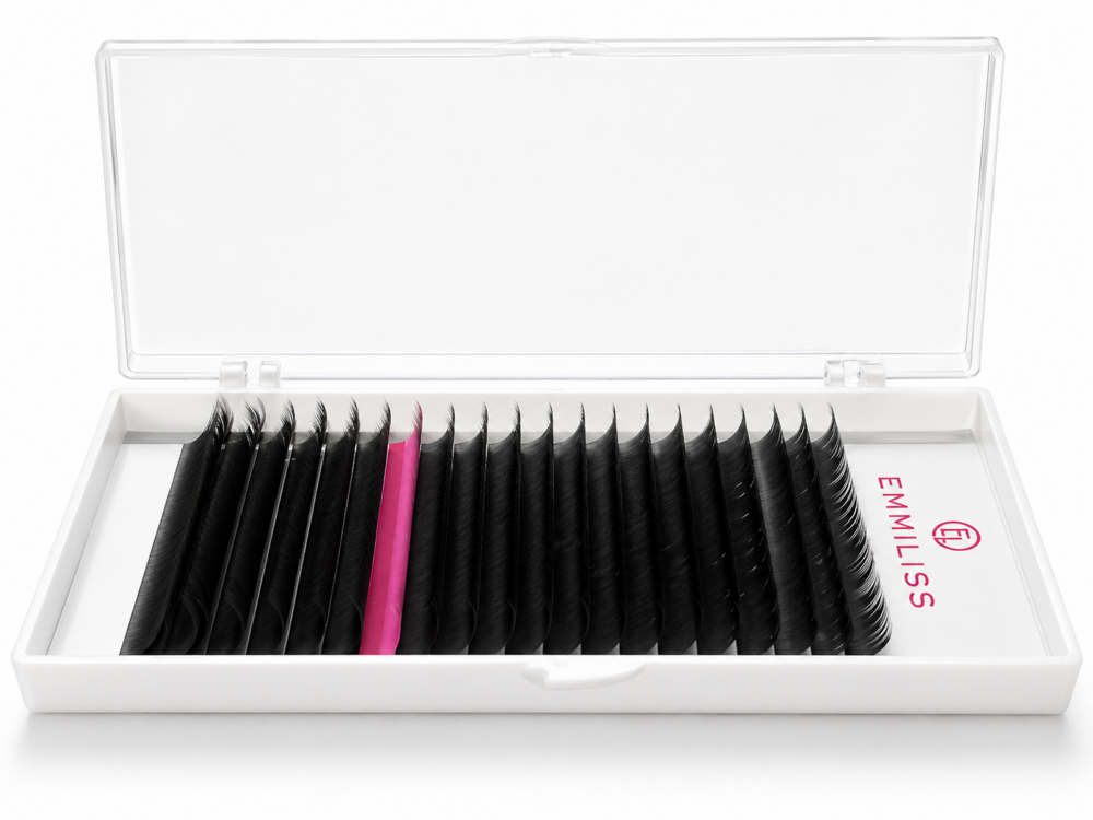 Вії Emmiliss Pink чорні 21 лінія Mix L 0.10 7-13 мм, фото 5