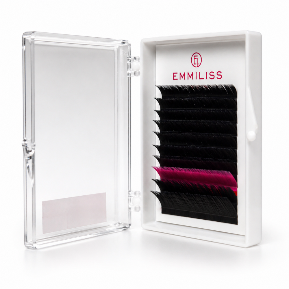 Ресницы Emmiliss  Pink черные 10 линий Mix L 0.07 7-12 мм, фото 4