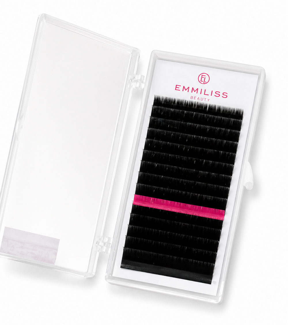 Вії Emmiliss Pink чорні 21 лінія Mix V 0.01 7-13 мм, фото 1