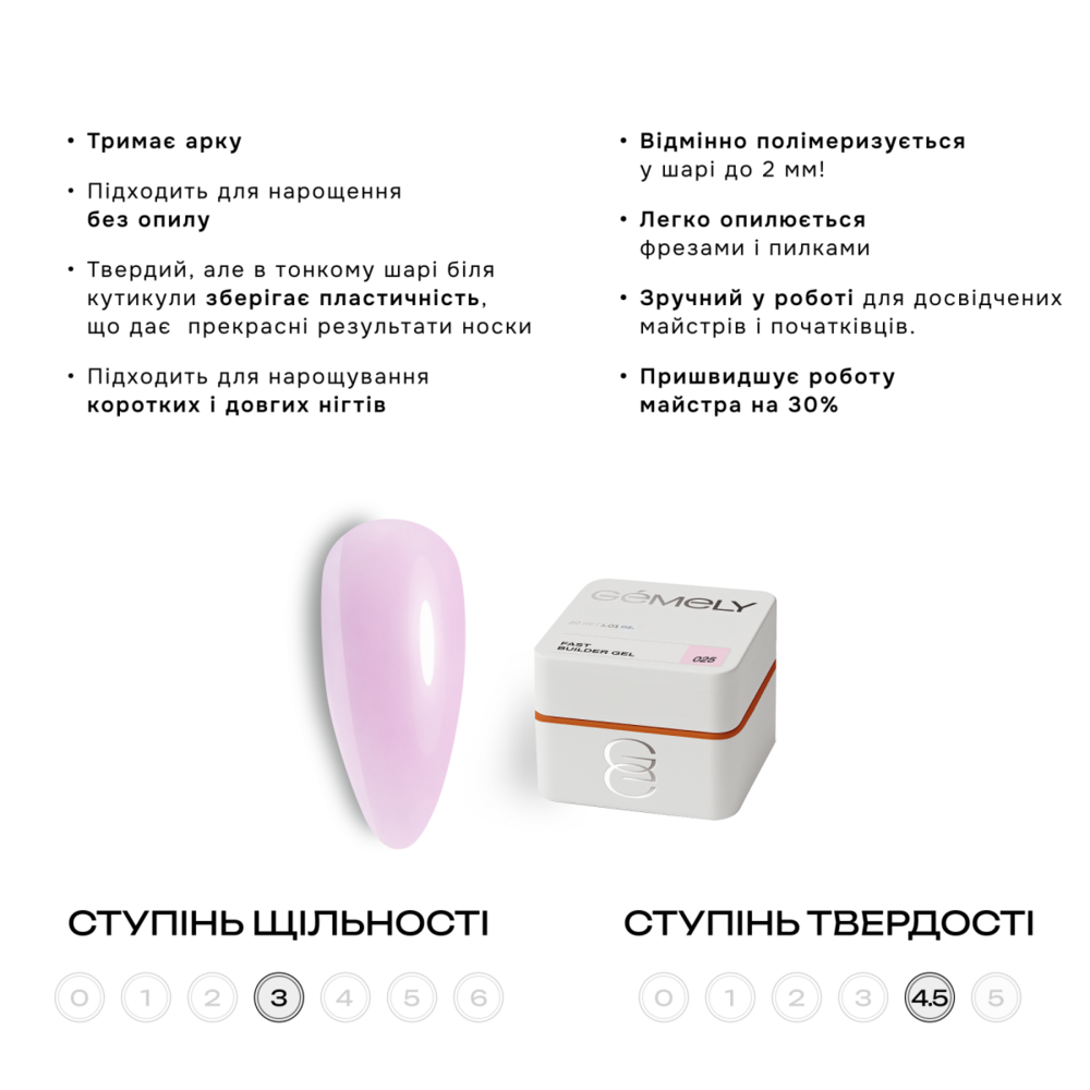 Гель моделирующий Gémely Fast Builder gel №025 15 мл, фото 2