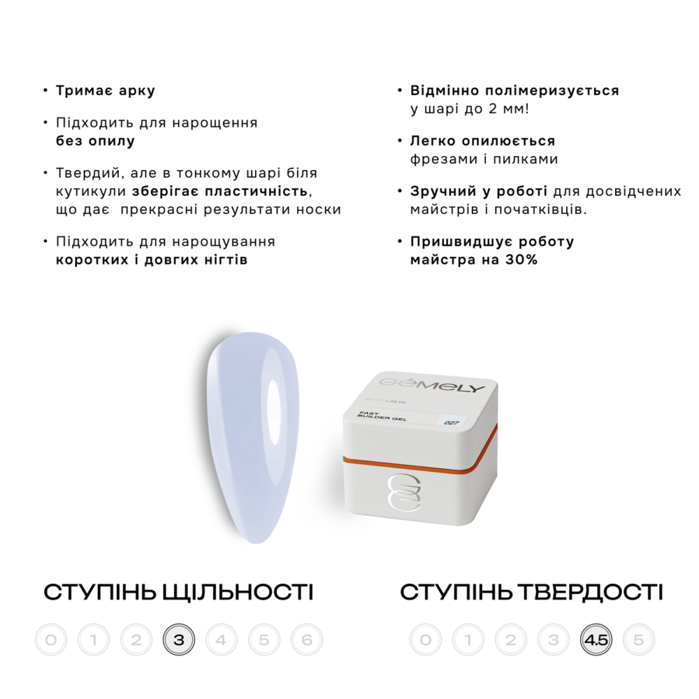 Гель моделирующий Gémely Fast Builder gel №027 15 мл, фото 2
