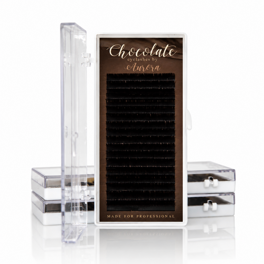 Вії Aurora темний шоколад 20 ліній Mix B 0.07 5-9 мм, фото 4