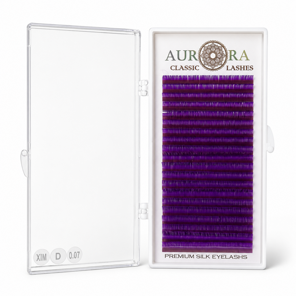 Ресницы Aurora Mink фиолетовые 20 линий Mix D 0.07 8-12 мм УЦЕНКА, фото 1