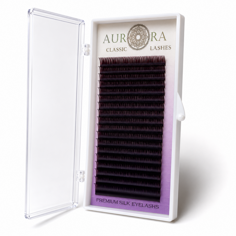 Вії Aurora Silk темний шоколад 20 ліній Mix C 0.07 8-12 мм, фото 1