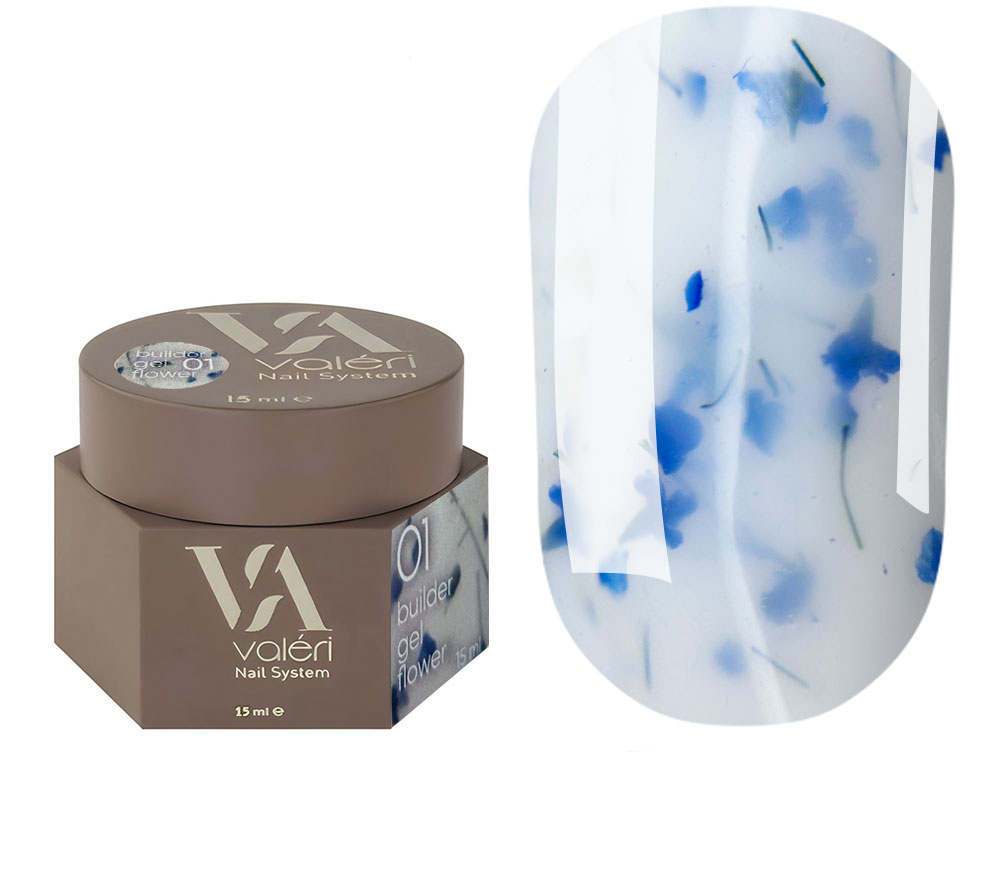 Гель моделюючий Valeri Builder Gel Flower з сухоцвітами №01 15 мл, фото 1