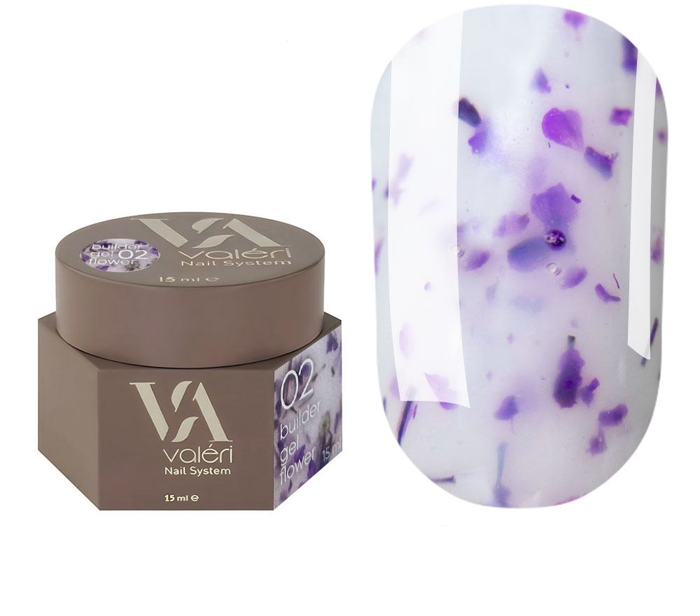 Гель моделирующий Valeri Builder Gel Flower с сухоцветами №02 15 мл, фото 1