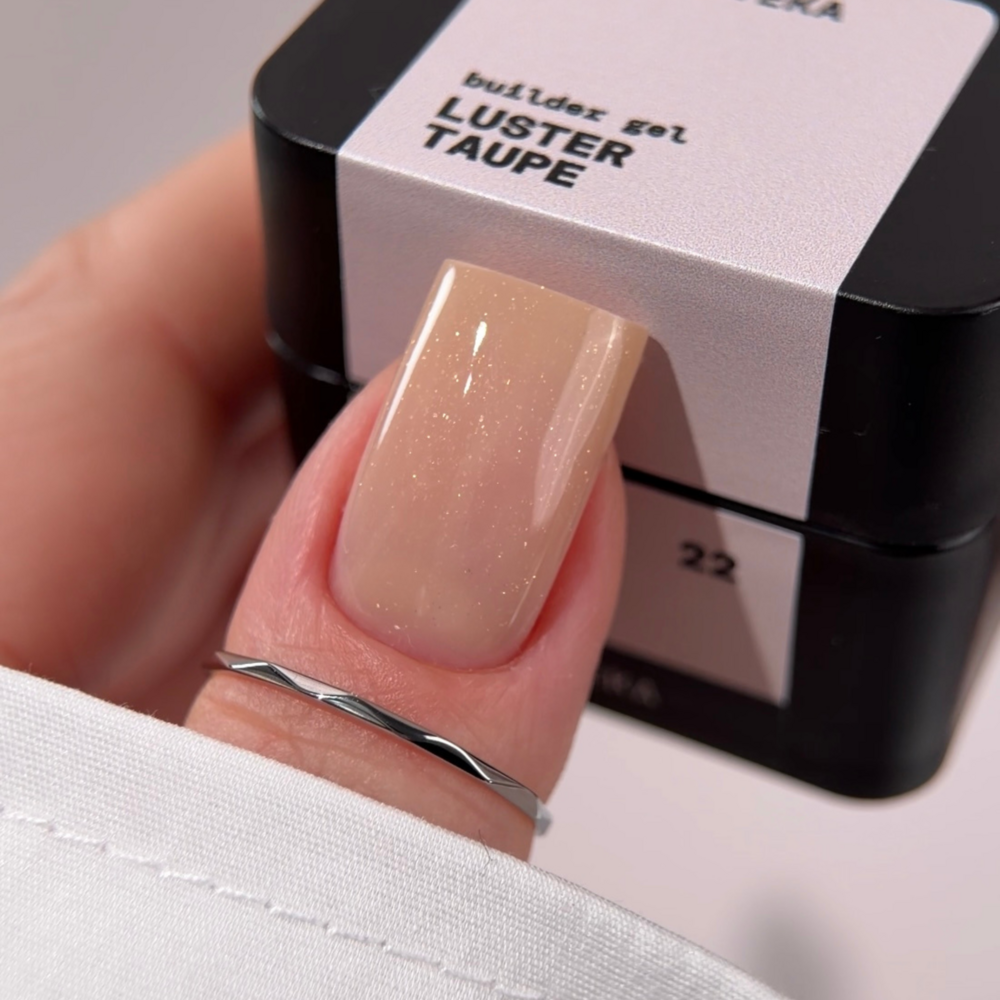 Гель моделирующий Biblioteka Builder Gel Luster №22 Taupe Холодный беж с шиммером 30 мл, фото 5