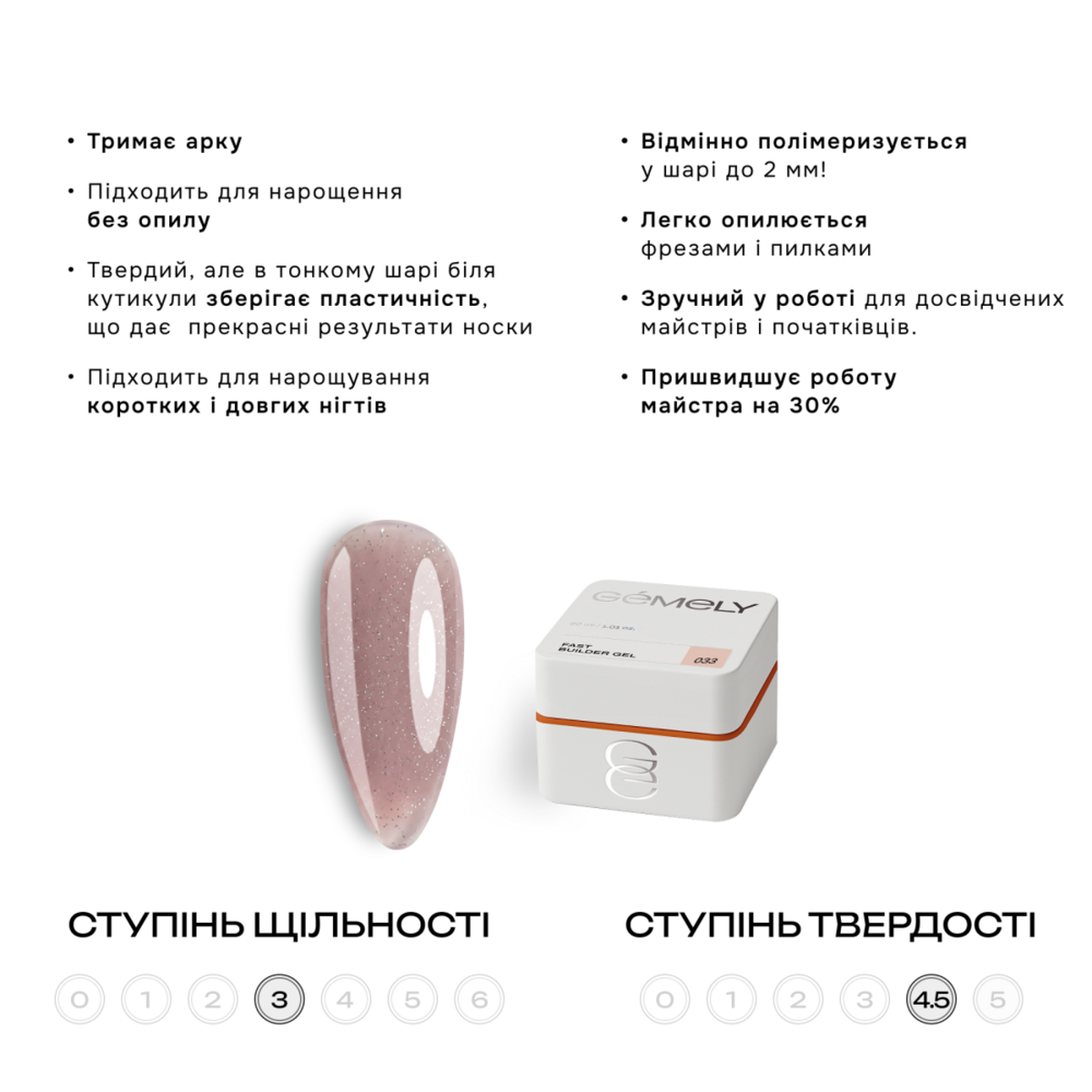 Гель моделюючий Gemely Fast Builder gel №033 15 мл, фото 2