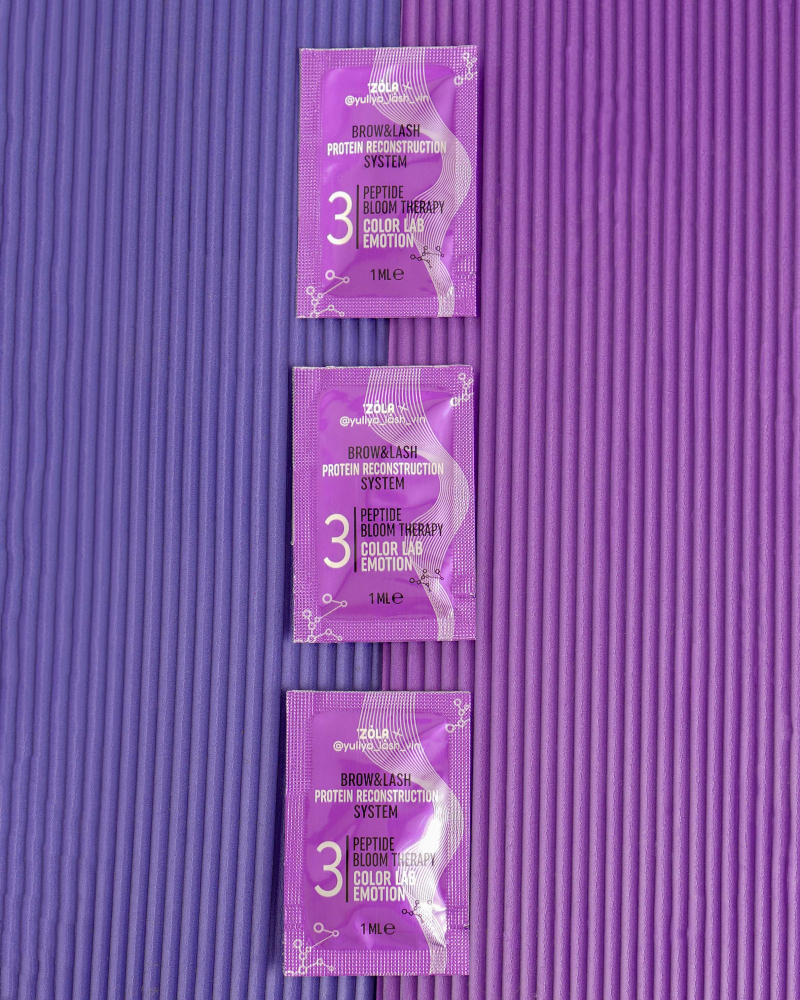 Склад для ламінування Zola x Yuliya Lash Vin Color Lab Emotion №03 Peptide Bloom Therapy в саше 3 шт*1 мл, фото 3