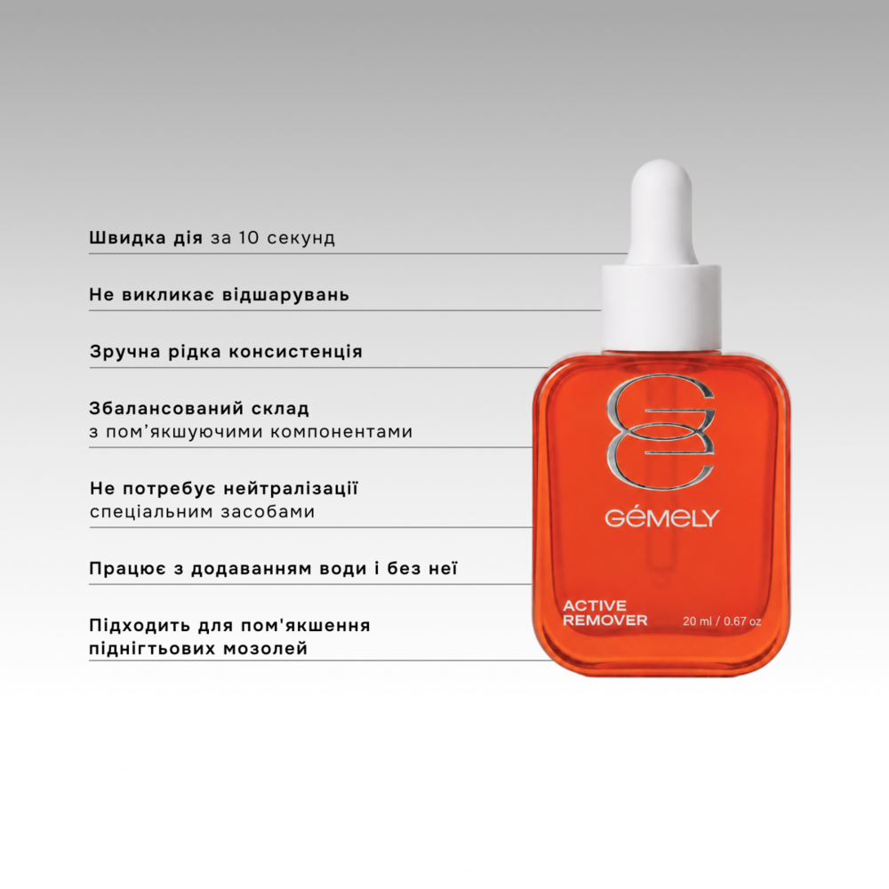 Ремувер для видалення кутикули швидкої дії Gémely Active Remover 20 мл, фото 2