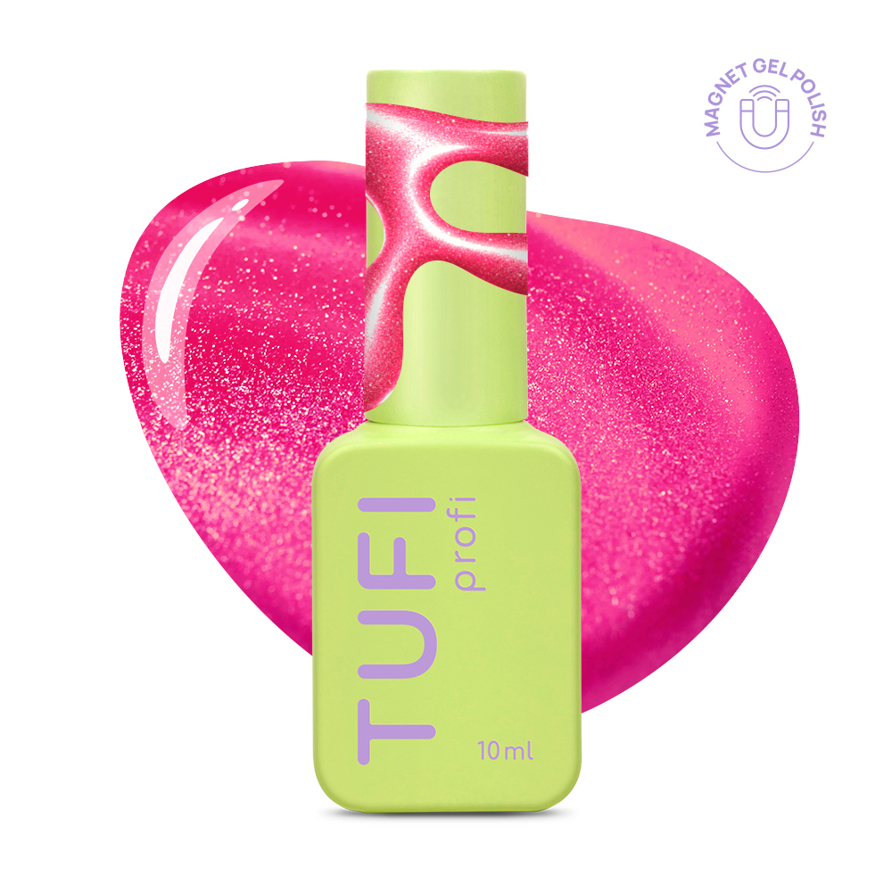 Гель-лак TUFI Profi Neon cat eye №55 Shock неоново-рожевий 10 мл, фото 1